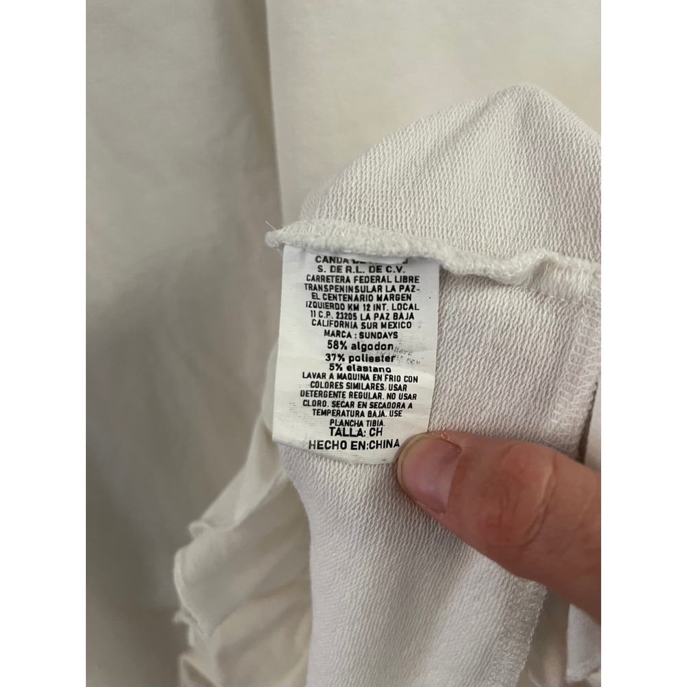 Sundays White Ruffle Sleeve V-Neck Mini Dress Cotton Blend Small - Picture 4 of 7